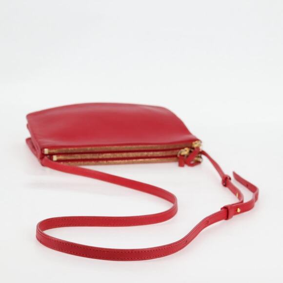 CELINE Trio Shoulder Bag Leather Red Gold - Picture 7 of 12